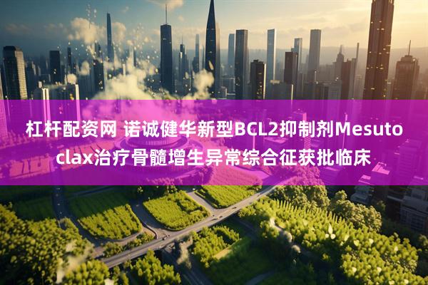 杠杆配资网 诺诚健华新型BCL2抑制剂Mesutoclax治疗骨髓增生异常综合征获批临床