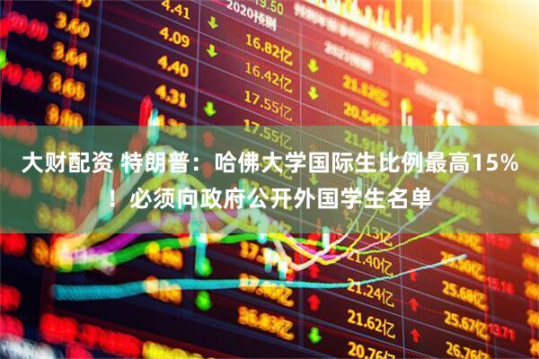 大财配资 特朗普：哈佛大学国际生比例最高15%！必须向政府公开外国学生名单