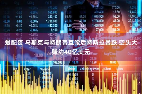 爱配资 马斯克与特朗普互呛后特斯拉暴跌 空头大赚约40亿美元